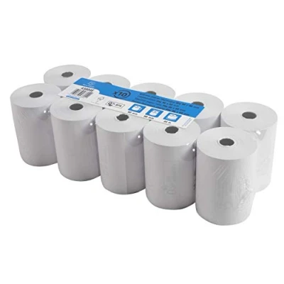 Image de Exacompta Réf. 43804E Lot de 10 bobines pour balance largeur 80 mm x diamètre 56 mandrin 12 1 pli thermique 48g/m² sans BpA Métrage (+ ou 2m) : 44 m Blanc
