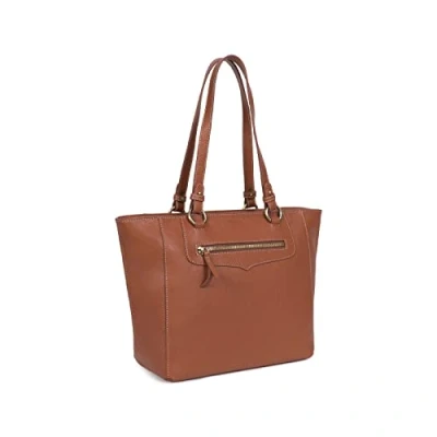 Image de Hexagona Sac Cabas porté épaule Compatible Format A4 et téléphone Portable pour Femme Collection Wild Cognac en Cuir