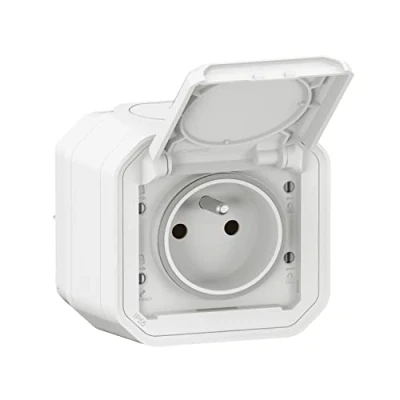 Image de LEGRAND Prise Etanche IP55 avec Terre Plexo 2P+T 16A Complète Volet Pour Pose En Apparent Fabriqué France Blanc