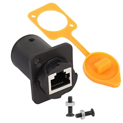 Image de QIANRENON RJ45 étanche Connecteur de Montage sur Panneau D Rallonge d&#039;adaptateur Passage Prise coupleur Femelle à LAN Ethernet Cat5/5e/6 8P8C Bouchon Anti Eau et poussière