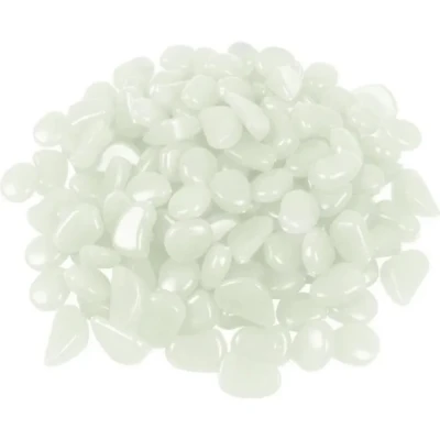 Image de Pierre Lumineuse Exterieur, 200 pcs Artificiels Galets Fluorescent Décoration pour Jardin Chemin Piscine Éclairage de Nuit Blanc