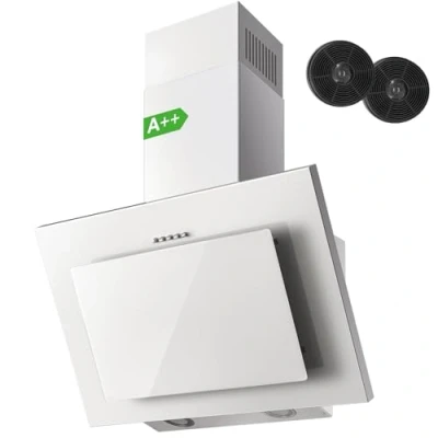 Image de TopStrong Hotte Aspirantes 60cm, Class A++ Cuisine inclinée 350m3/h, aspirante Evacuation ou Recyclage, Filtres Charbon Inclus, 3 Vitesses, LED Lampe, 56 dB, Blanc