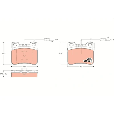 Image de TRW COTEC GDB906 Jeu de plaquettes frein contact signal d&#039;usure inclus CITROËN: AX