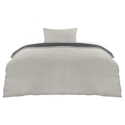 Image de Utopia Bedding Housse de Couette 135x200 cm avec 1 Taie d&#039;oreiller 50x75 (Gris Foncé/Gris Clair) Parure lit 135 x 200 Ensembles Housses en Microfibre brossée Douce