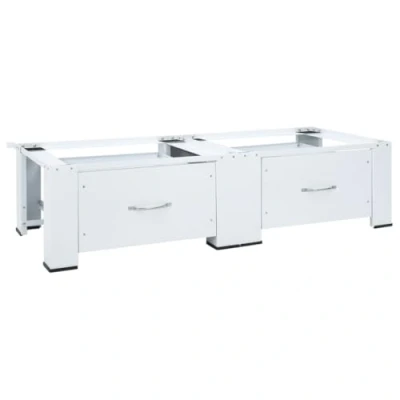 Image de vidaXL Double socle pour machine à laver avec tiroirs blanc, de laveuse, plate forme laveuse sécheuse, rehausseur