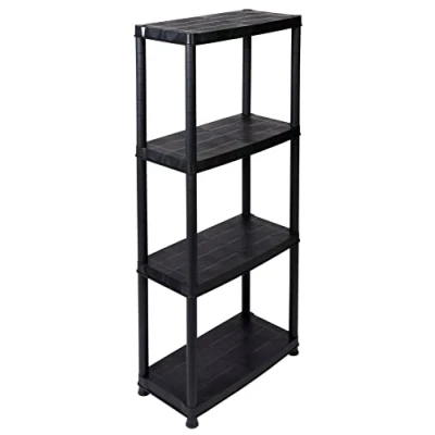 Image de RAM Armoire à 4 rayons pour le bureau, la cave, l&#039;atelier ou garage, charge max. 25 kg par rayon Noir