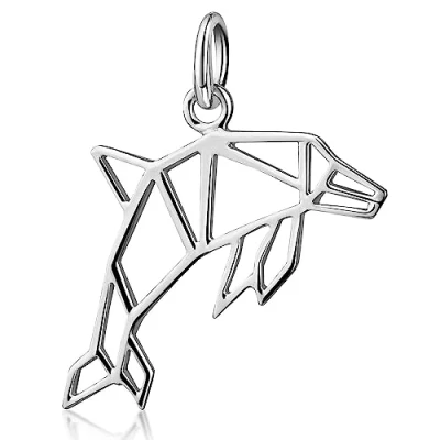 Image de MATERIA by Matthias Wagner KA 68 Pendentif dauphin pour femme en Argent sterling 925 avec collier origami au choix,