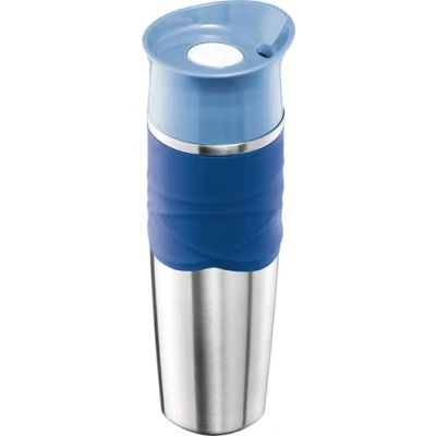 Image de Maped PICNIK Mug Isotherme Etanche Café Thé en Acier Ouverture Pratique à Une Main Manchon Easy Grip Silicone 320mL Bleu