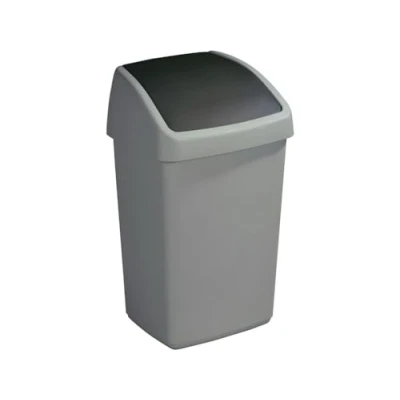 Image de Sunware Delta Poubelle avec couvercle basculant Noir métallique 25 l