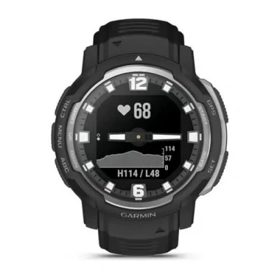 Image de Garmin Instinct Crossover Montre GPS connectée Hybride et Robuste Noire Boîtier 45 mm
