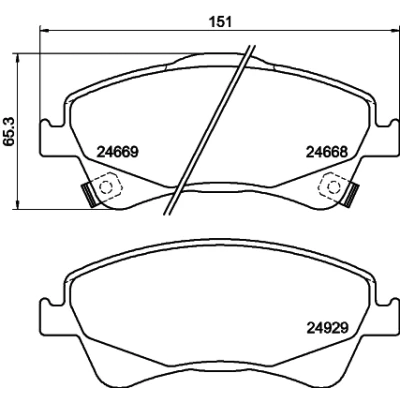 Image de HELLA 8DB 355 014 881 Jeu de plaquettes frein avec indicateur d&#039;usure accessoires TOYOTA: Auris 5 portes, Verso, Break