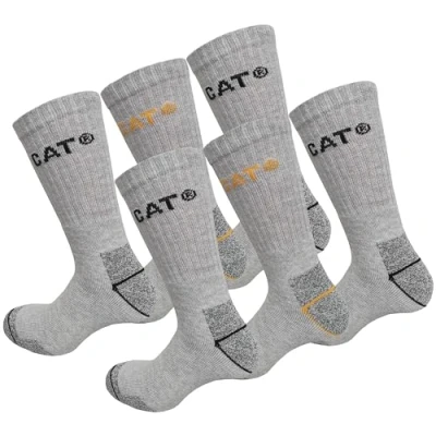 Image de Caterpillar 6 Paires Chaussettes Travail Mi Mollet Chaussures de Sécurité Pointe et Talon Renforcé Coton Eponge (39 42, Gris Melange)