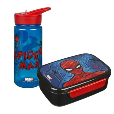 Image de Scooli Marvel Spider Man Ensemble boîte à goûter et Gourde, SPCR9864, 22,3 x 19 8 cm