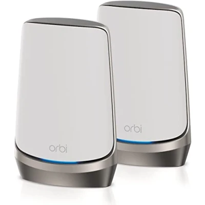 Image de NETGEAR Orbi WiFi 6E Mesh (RBKE962) Système Quad band avec Routeur et 1 Satellite Couvre 550 m² 200 appareils Vitesses ultra rapides de 10,8 Gbit/s (AXE11000) Installation simple