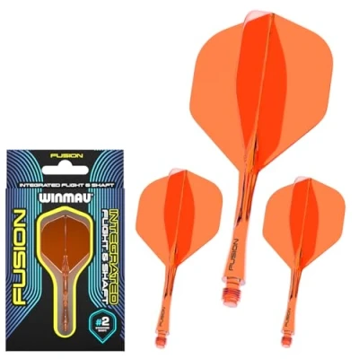 Image de WINMAU Fusion Fluoro Orange Système intermédiaire d&#039;aile et de Tige fléchettes 1 Jeu par Paquet (3 ailettes tiges au Total)