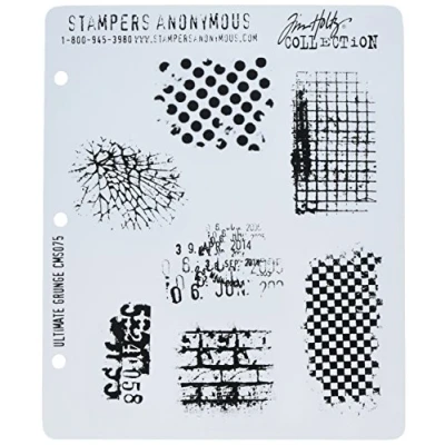 Image de Stampers Anonymous CMS 075 Tim Holtz Ensemble de tampons en caoutchouc étirable Motif Grunge