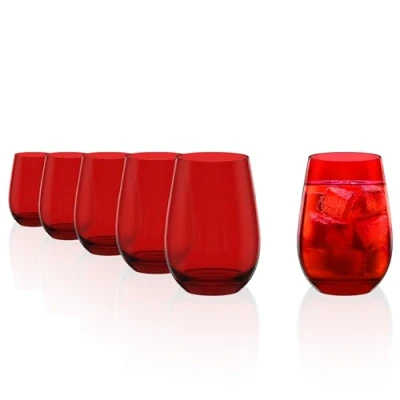 Image de Stölzle_Lausitz verres pour boire ELEMENTS 465 ml rouge I lot de 6 service lavables au lave vaisselle haute résistance à la casse universels comme eau, jus, whisky