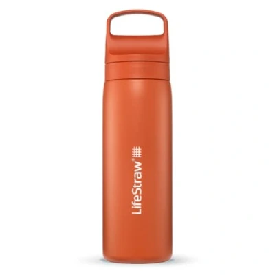 Image de LifeStraw Go Series Bouteille filtrante isotherme en acier inoxydable pour voyage et usage quotidien, 532 ml, orange Kyoto
