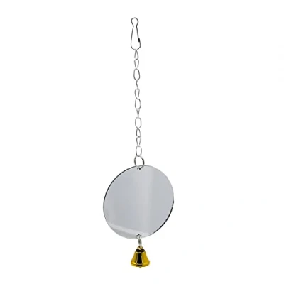 Image de MiOYOOW miroir pour oiseaux, perroquet en acrylique avec barre de corde et cloche, jouet perruches, perroquets, calopsittes