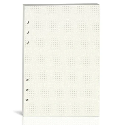Image de papier à pois A5, 100 g/m² d&#039;épaisseur, perforé 6 trous, recharge de A5 pour agenda/classeurs/organiseur, 80 feuilles (160 pages), 21 x 14 cm, beige (1)