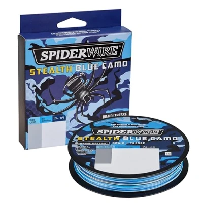 Image de SPIDERWIRE 1374131, Bobine de Fil Stealth Braid Superline, 181,4 m, 0 cm diamètre, résistance à la Rupture 4,5 kg, Camouflage Bleu pour Hommes, 10lb 200yd