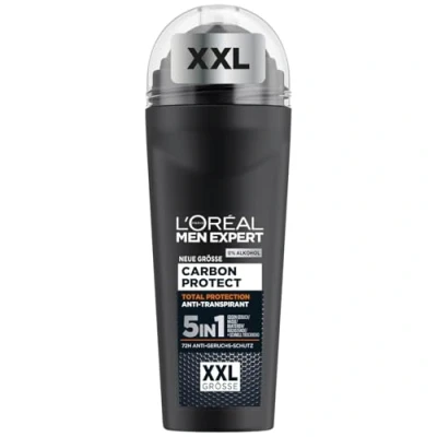 Image de L&#039;Oréal Men Expert déodorant roll on XXL 5 en 1 pour homme, contre les fortes odeurs de transpiration, l&#039;humidité des aisselles et résidus blancs, 48H sans alcool,
