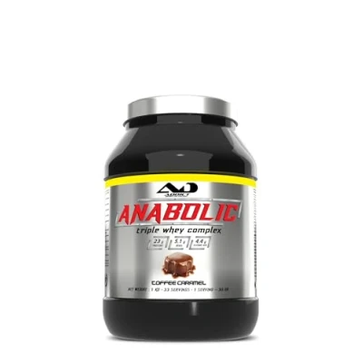 Image de Addict sport nutrition Anabolic triple whey Protéine de lactosérum concentrée, isolée et hydrolysée pure BCAA Glutamine Croissance musculaire récupération 1kg Caramel Toffee