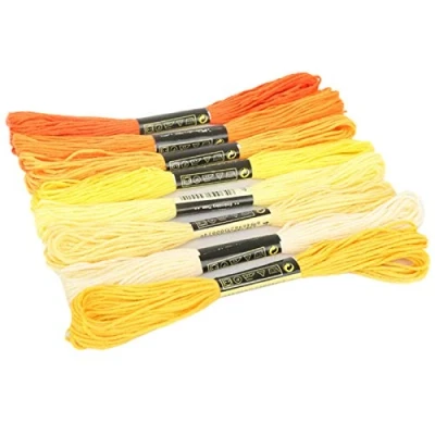 Image de Livecitys 8 Pièces 7.5 M Fils à Broder Fil De Coton Point Croix Broderie Bricolage Artisanat Couture écheveaux pour Jaune