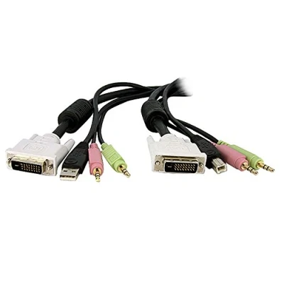 Image de StarTech.com Câble de commutateur KVM DVI D Dual Link USB 4 en 1 4,6 m avec audio et microphone (DVID4N1USB15)