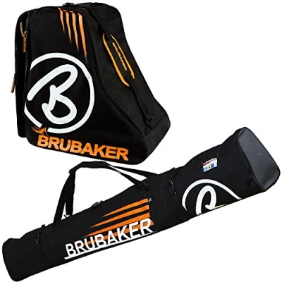 Image de BRUBAKER Davos Ensemble sac de ski et à chaussures pour 1 paire skis jusqu&#039;à 190 cm + bâtons Noir/orange