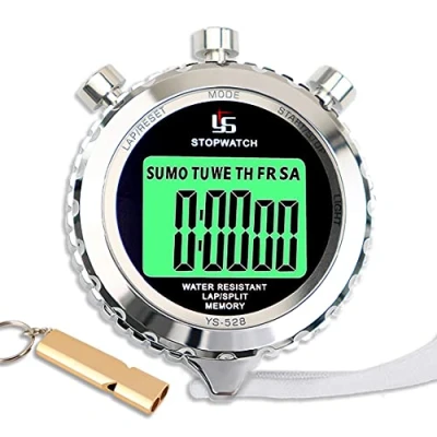 Image de Chronomètre avec Sifflet,Chronometre Professionnel 2 Mémoire Fonction Muet et Lumièr pour Sport