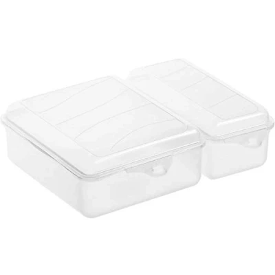 Image de Rotho Fun Vesper box à deux compartiments séparés, Plastique (PP) sans BPA, transparent, 1.05l + 0.55l (22.0 x 16.5 7.0 cm)