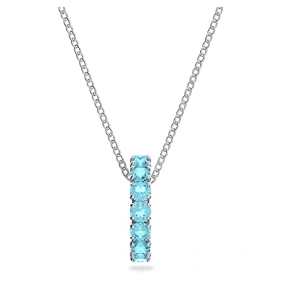 Image de Swarovski Pendentif Exalta, en cristaux d&#039;aigue marine avec une monture ajustable métal rhodié, bleu