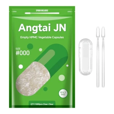 Image de Angtai JN Gélules Vides Végétales à Remplir Taille 000 (1000 unités) Capsule Vide avec Micro Cuillère,Certifié Casher,Halal,Empty Capsules Compatible la Machine de Remplissage