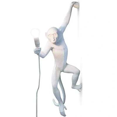 Image de Seletti 14881 Lampe Monkey Singe suspendu à hauteur 5 cm, Résine, blanc, 37 x 20,5 76,5 cm