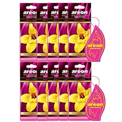 Image de AREON Mon Désodorisant Voiture Vanille Bubble Gum Rose Rétroviseur Pendu Maison (Vanilla Lot de 10)