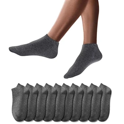 Image de YouShow Chaussettes de Basket Hommes Femmes 10 Paires mi Courtes Coton Unisexe OEKO TEX Standard 100 (Gris foncé, 43 46)