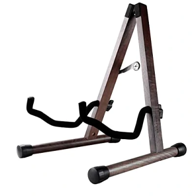 Image de Support de Guitare en Noyer Noir,Acoustique,Classique, Classique,pour électrique, Cadre A,Pliable, Accessoire Guitare,Compatible avec Violoncelle,Mandoline,Basse, Banjo,ukulélé