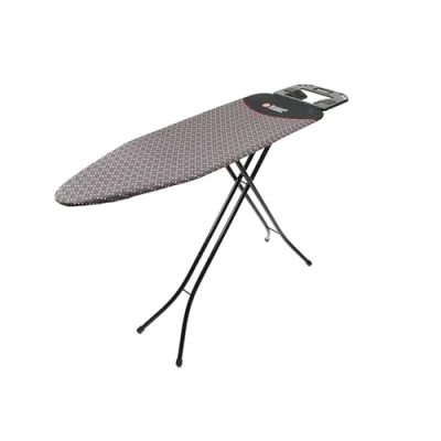 Image de Russell Hobbs LA043153BLK 122 x 38 cm Geo Planche à Repasser Pliable, Motif Géométrique, Hauteur Réglable jusqu’à 93 cm, Table Repassage avec Grand Repose Fer, Pieds Antidérapants