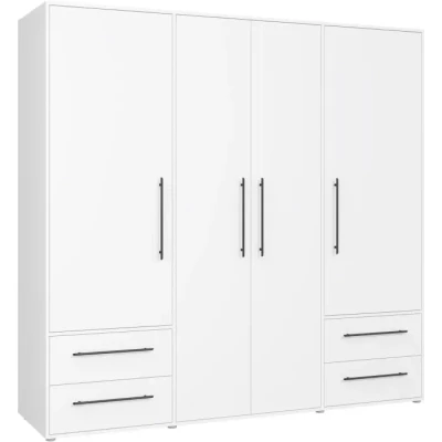 Image de Forte Jupiter Armoire 200 210 à 3 Portes avec 2 tiroirs et étagères Blanc 206 x 59 cm