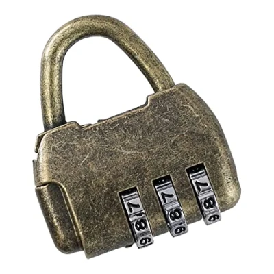 Image de HMF Cadenas à combinaison vintage 3 Chiffres 4,3 x 3,5 1,2 cm Or