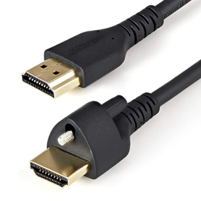 Image de StarTech.com Câble HDMI 1m avec Vis de Fixation 4K 60Hz HDR Écran High Speed 2.0 Connecteur Vérouillé par pour Connection Optimale Ethernet M/M (HDMM1MLS)