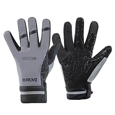 Image de Proviz Unisexe Reflect360 étanche réfléchissant Gants. Course/vélo/marche/randonnée, Argent, small