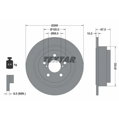Image de TEXTAR 92082000 Disque de frein 266 10 05/07 100 plein sans boulon fix roue, moyeu roue SUBARU: Impreza II Berline, I Berline