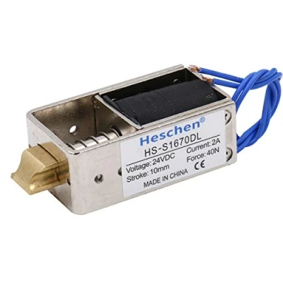Image de Heschen Électroaimant solénoïde HS S1670DL DC24V 40N 10mm Course Serrure à tirer châssis ouvert de porte cadre