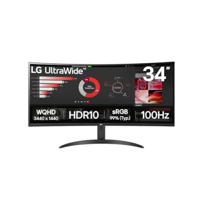 Image de LG UltraWide™ 34WR50QK B Ecran PC Ultra Large 34&quot; Dalle VA résolution QHD (3440 x 1440), 5ms GtG 100Hz, HDR 10, sRGB 90% (CIE1931), inclinable, réglable en Hauteur, Mode Portrait
