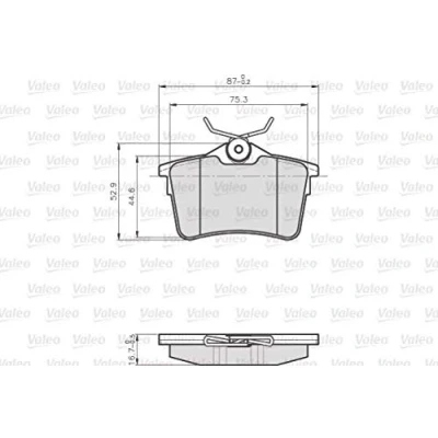 Image de VALEO 872765 Jeu de plaquettes frein Essieu arrière contact signal d&#039;usure exclu sans kit vis fixation, pour conditions d’usage difficiles