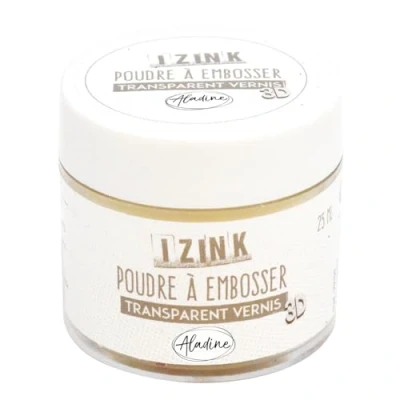 Image de Aladine Poudre à Embosser Izink Transparent Vernis Embossing avec Paillettes Effet Volume 3D pour Scrapbooking et Carterie Créative Scrap en Relief Pot de 25 ml