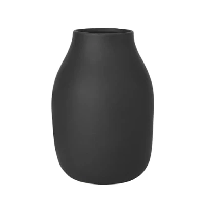 Image de blomus COLORA Vase L aus Steingut, Peat, hergestellt in hochwertiger Handarbeit, Elegante und dekorative Tischvase, flächenschonendes Wohnaccessoire (H/B/T: 20 x 14 cm, 65701)