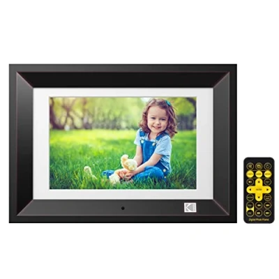 Image de KODAK Cadre Photo Numérique 10 Pouces avec Télécommande, Bois No WiFi, 8Go Mémoire, Électronique HD pour Photos et Vidéos, Support USB, Carte SD, Auto Rotation, ON/OFF